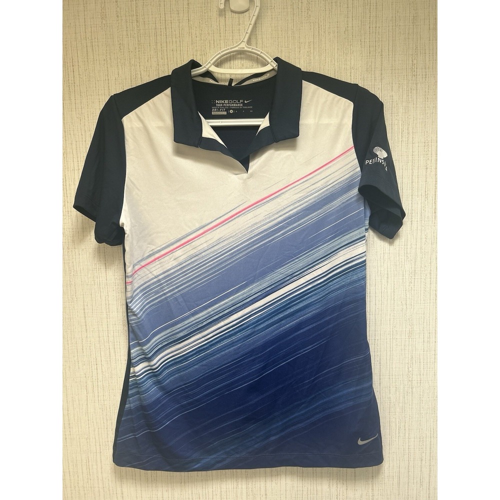 Nike Golf Vintage Blue White And Pink Printed Polo